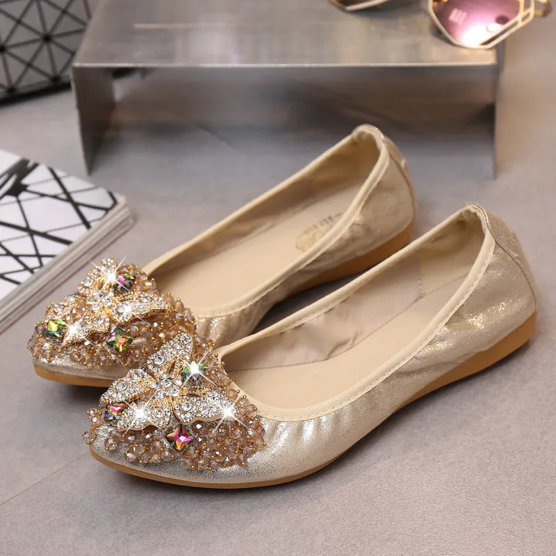 Cilool Rhinestone Flats Casual Comfort Dressy Flats For Wedding Fox Slippers