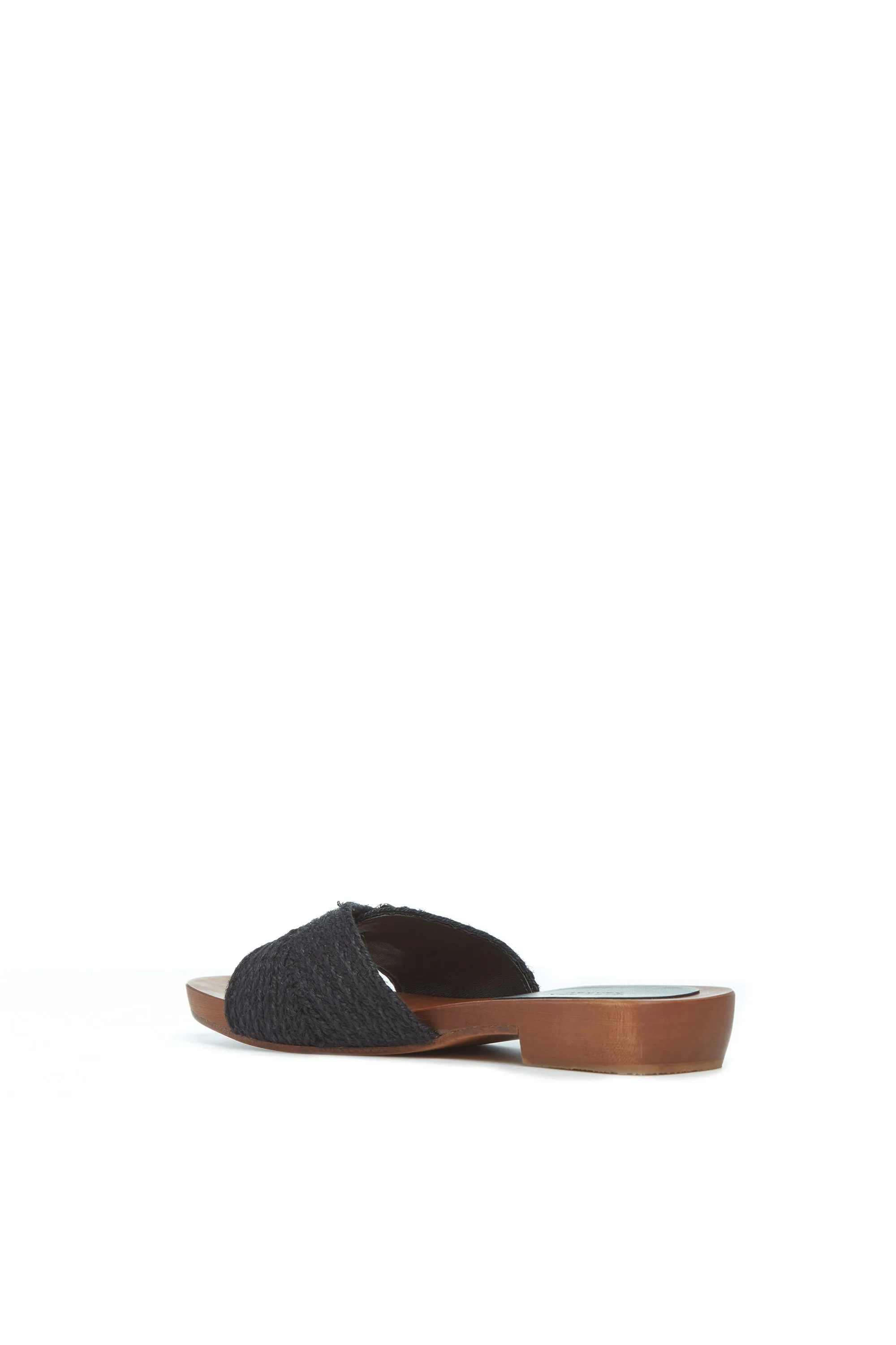 Clover Slide Sandal in Black Leather Jute