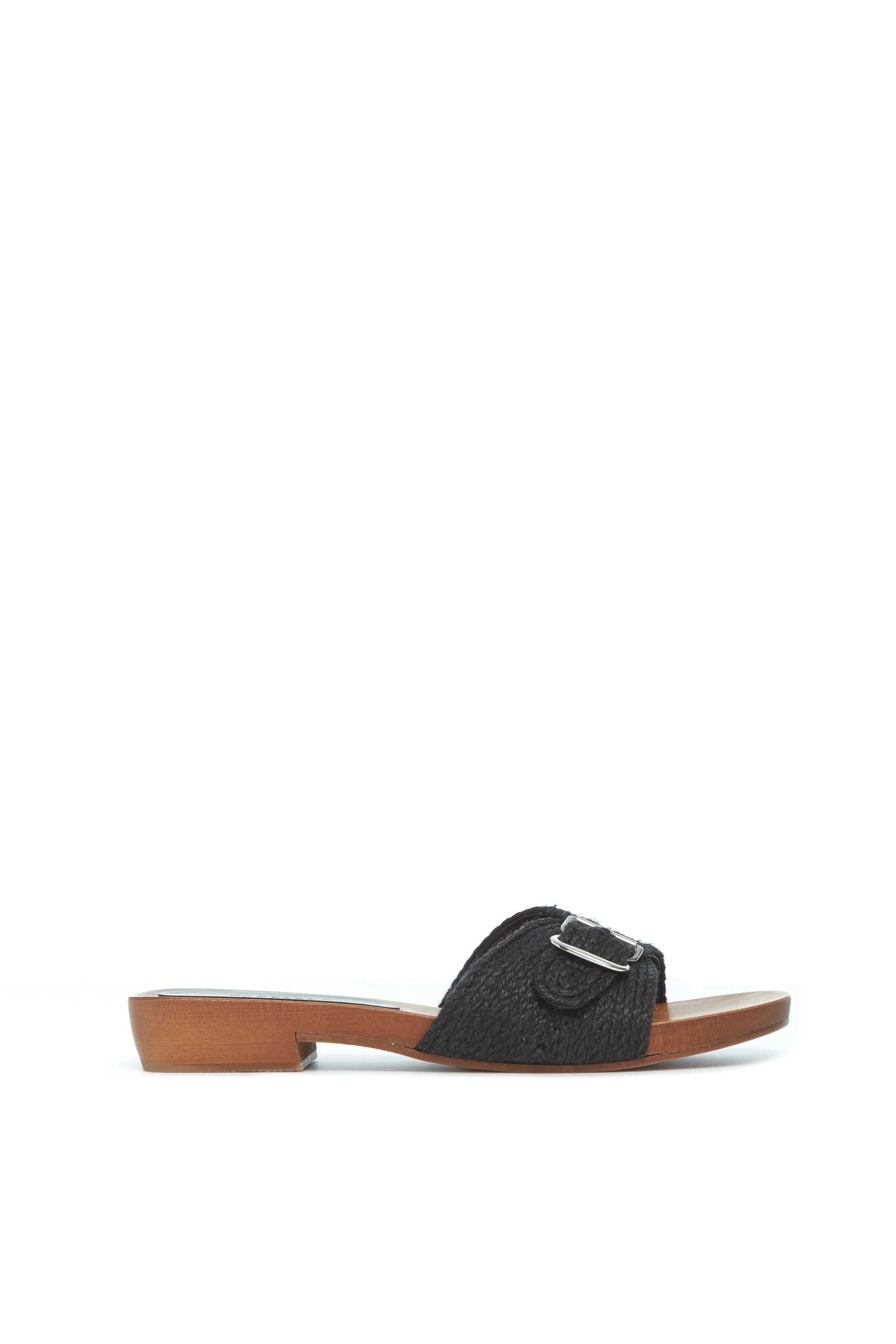 Clover Slide Sandal in Black Leather Jute