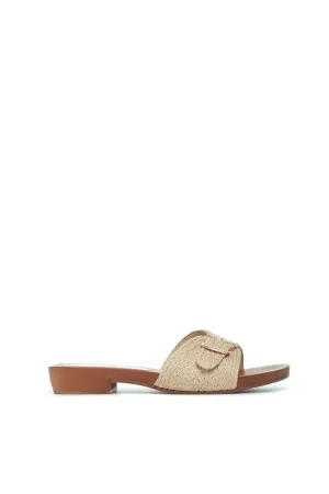 Clover Slide Sandal in Cream Leather Jute