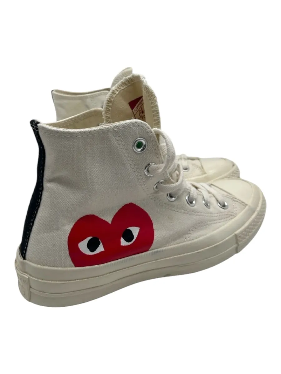 Converse Shoe Size 7 Cream, Red & Black Canvas High Top Laces Heart Sneakers