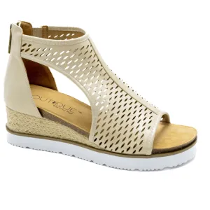 Corkys "Sugar Momma" Raffia Wrapped Wedge Sandal (Gold)