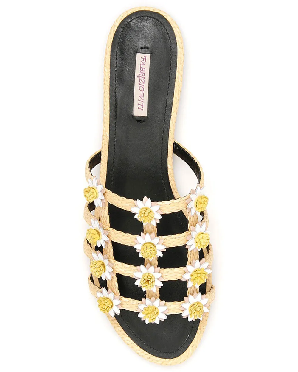 Daisy Slide Sandal in Raffia