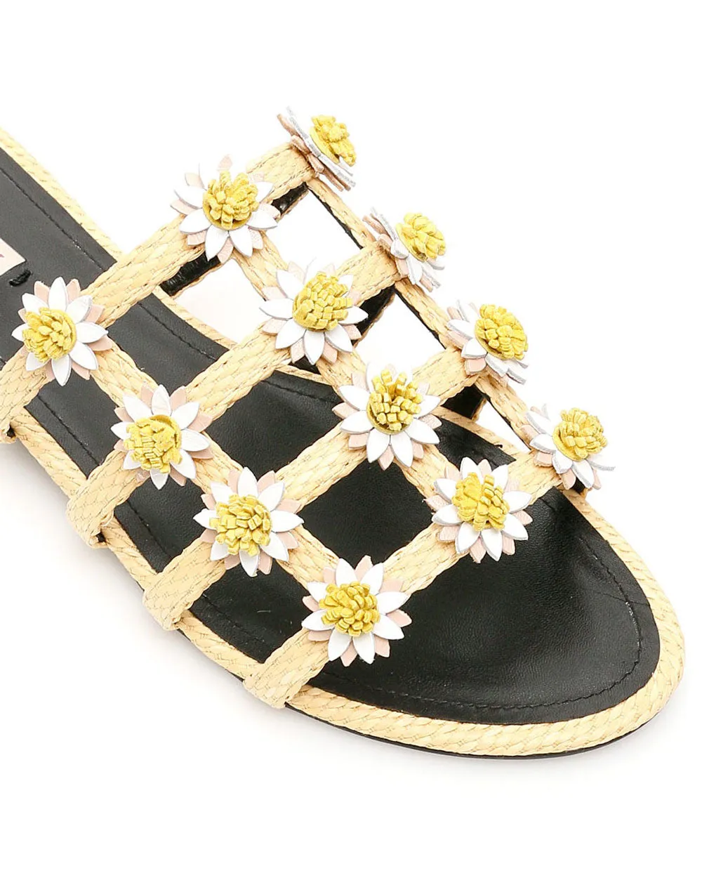 Daisy Slide Sandal in Raffia