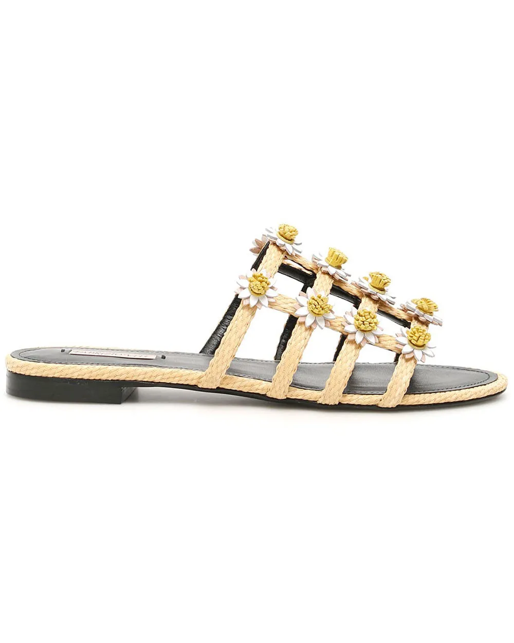 Daisy Slide Sandal in Raffia