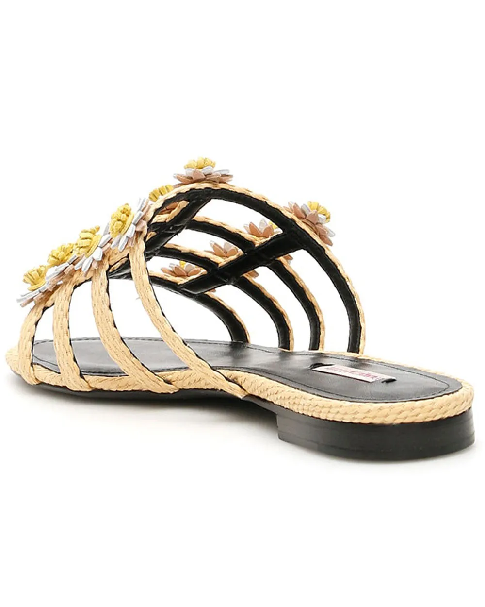 Daisy Slide Sandal in Raffia