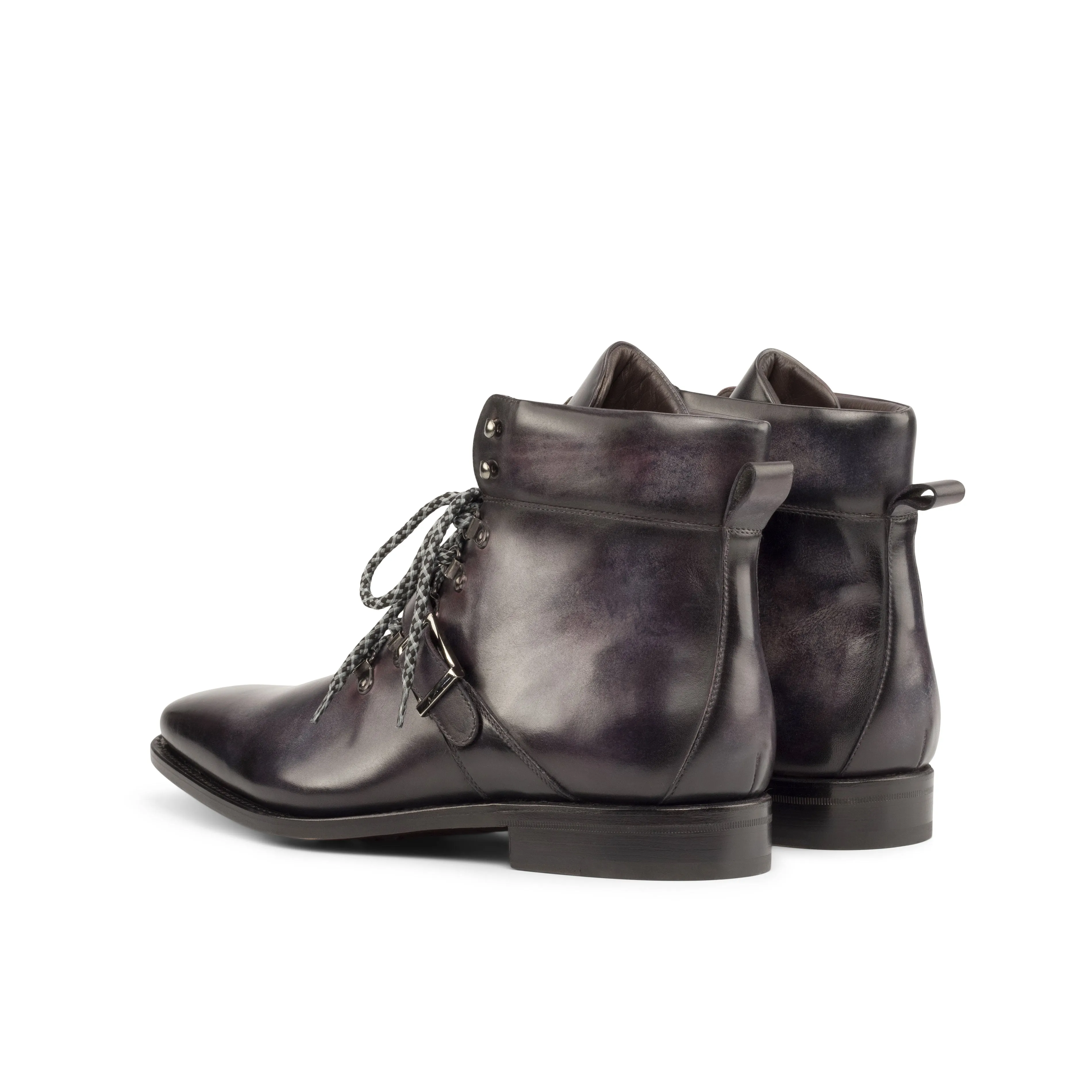 DapperFam Everest in Aubergine Men's Hand-Painted Patina Hiking Boot