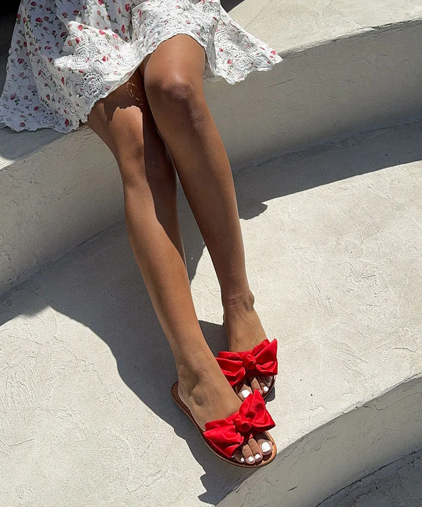 DARSEY SANDALS RED SATIN