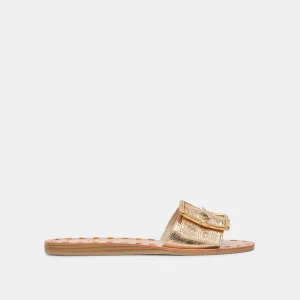 DASA WIDE SANDALS GOLD CRACKLED LEATHER