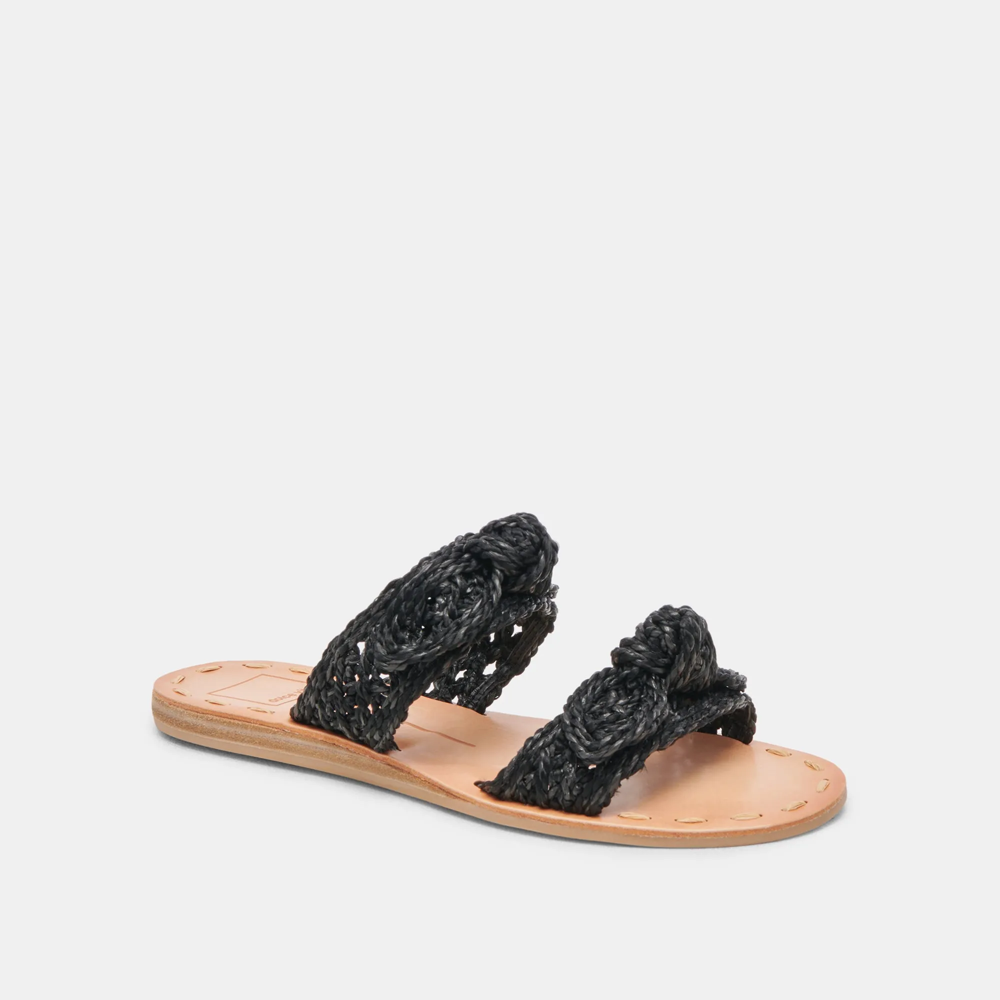 DINAH WIDE SANDALS ONYX RAFFIA