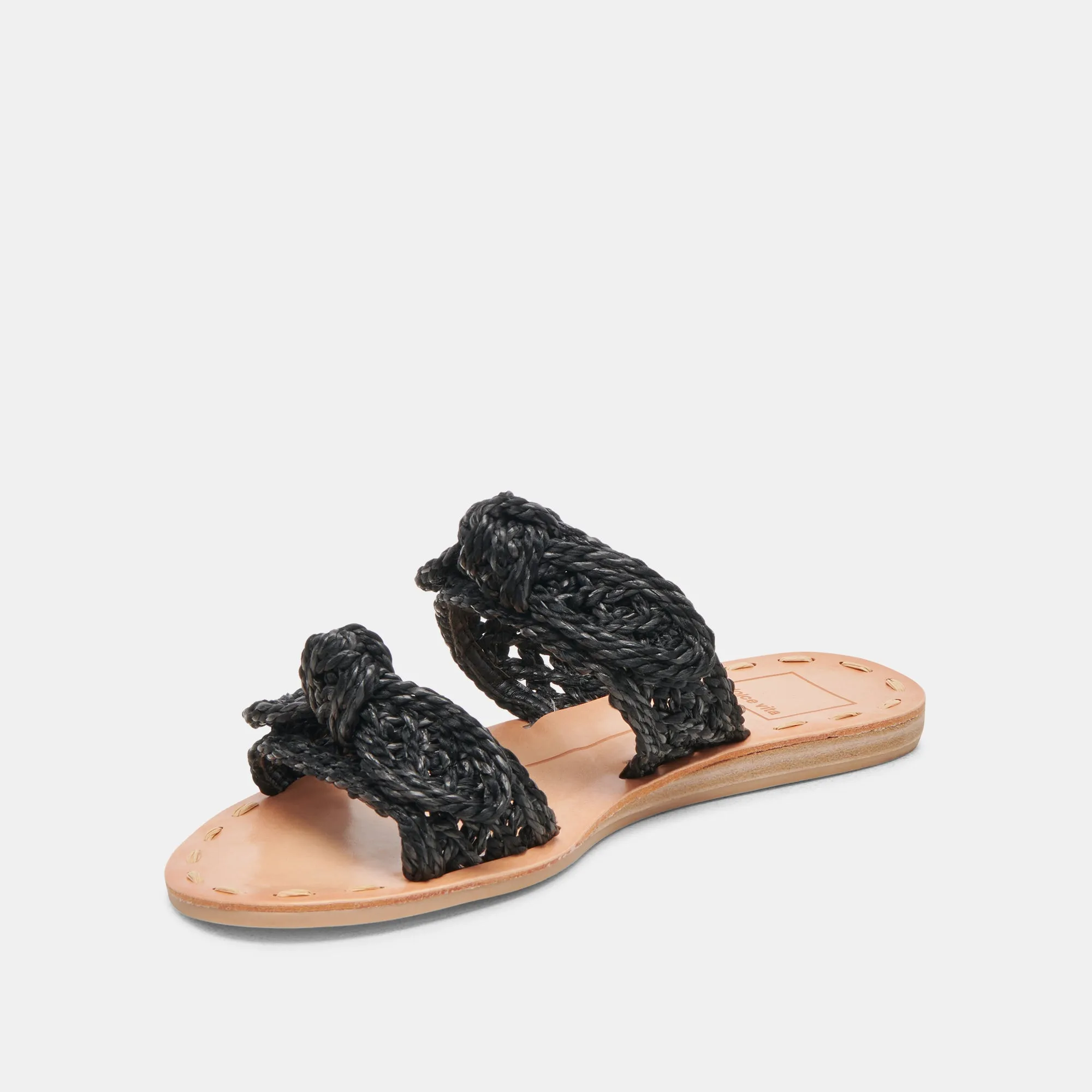 DINAH WIDE SANDALS ONYX RAFFIA