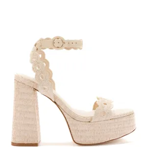 Dolly Broderie Sandal In Natural Raffia