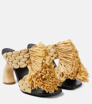 Dries Van Noten woven raffia mules, beige