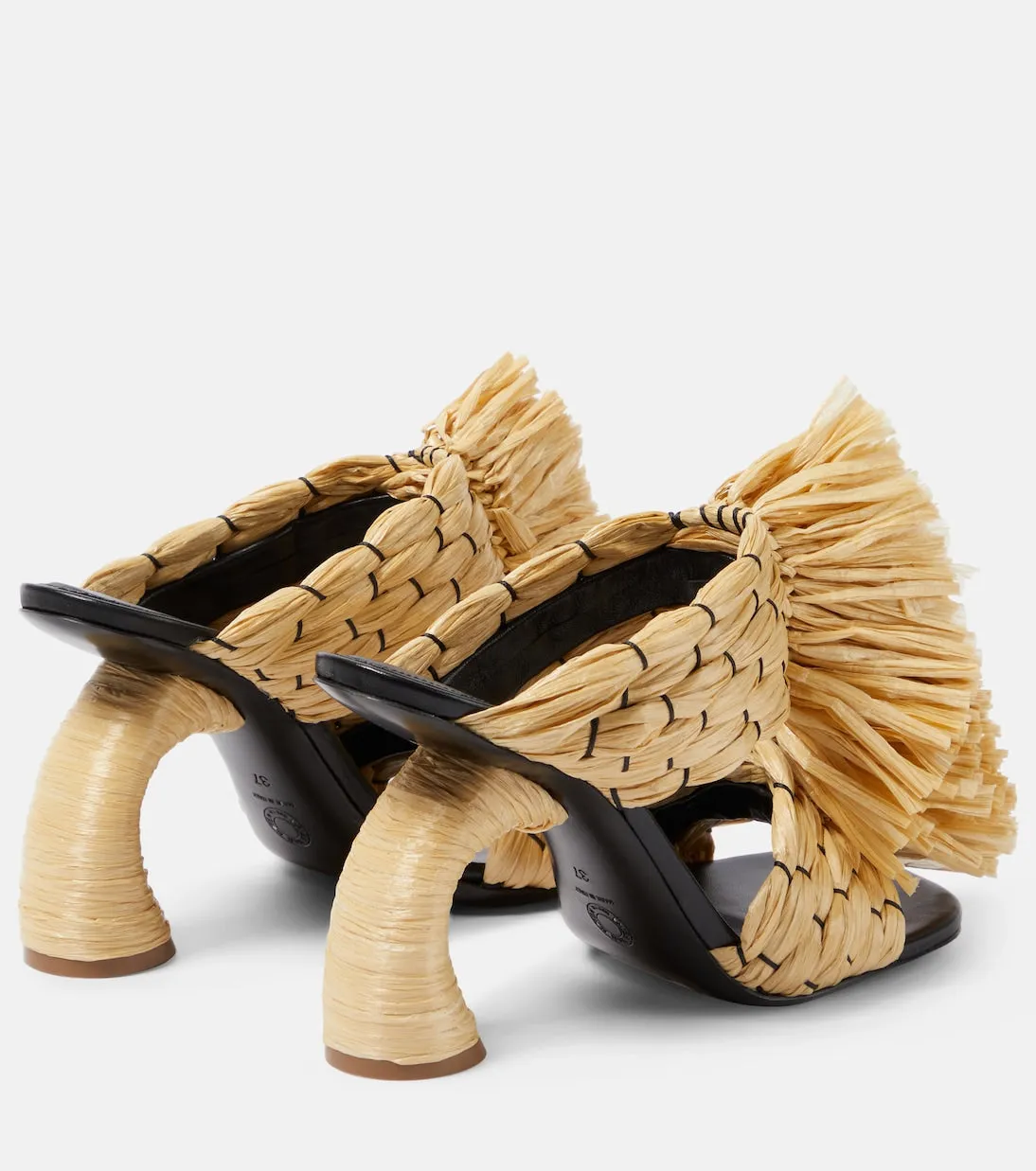 Dries Van Noten woven raffia mules, beige