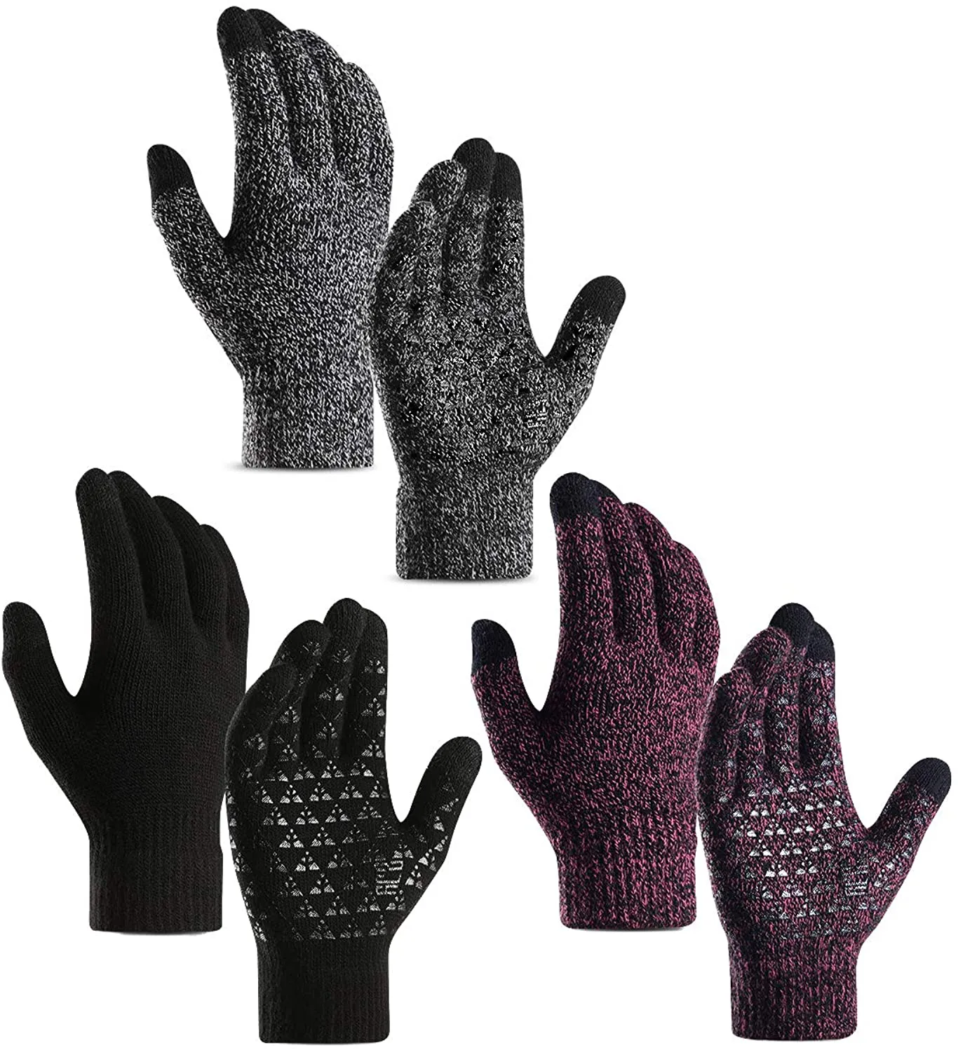 DZRZVD Winter Warm Touchscreen Gloves for Women Men Knit Wool Lined Texting