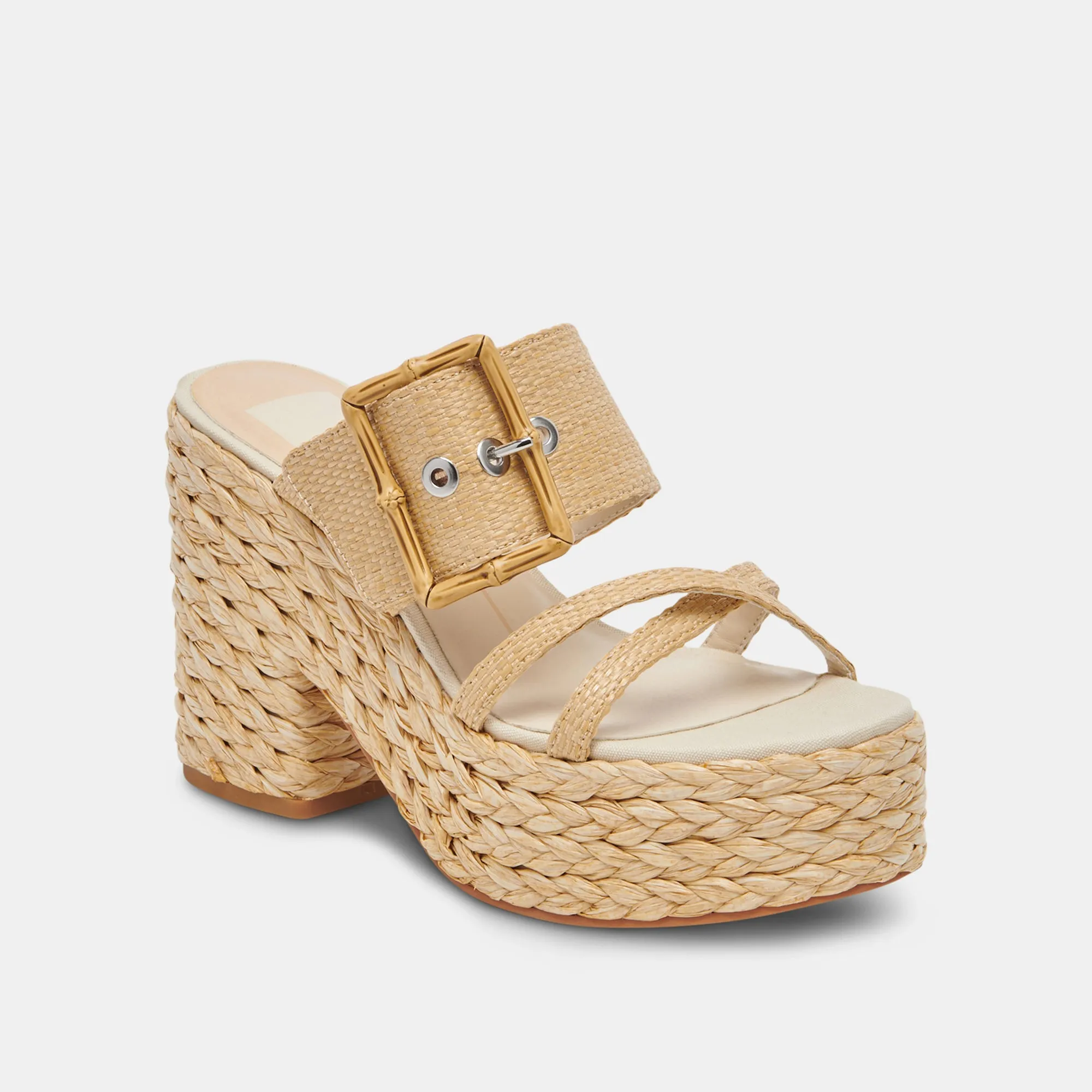 EDWINA HEELS LT NATURAL RAFFIA