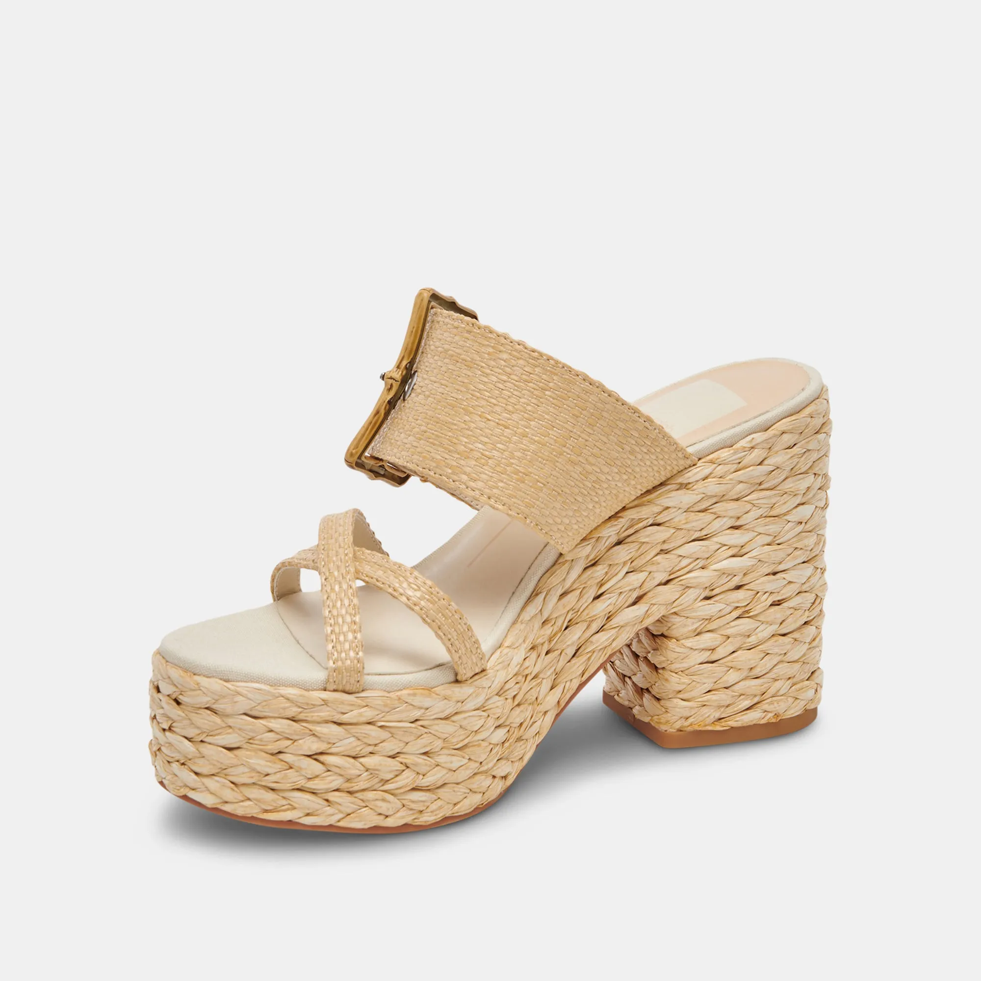 EDWINA HEELS LT NATURAL RAFFIA