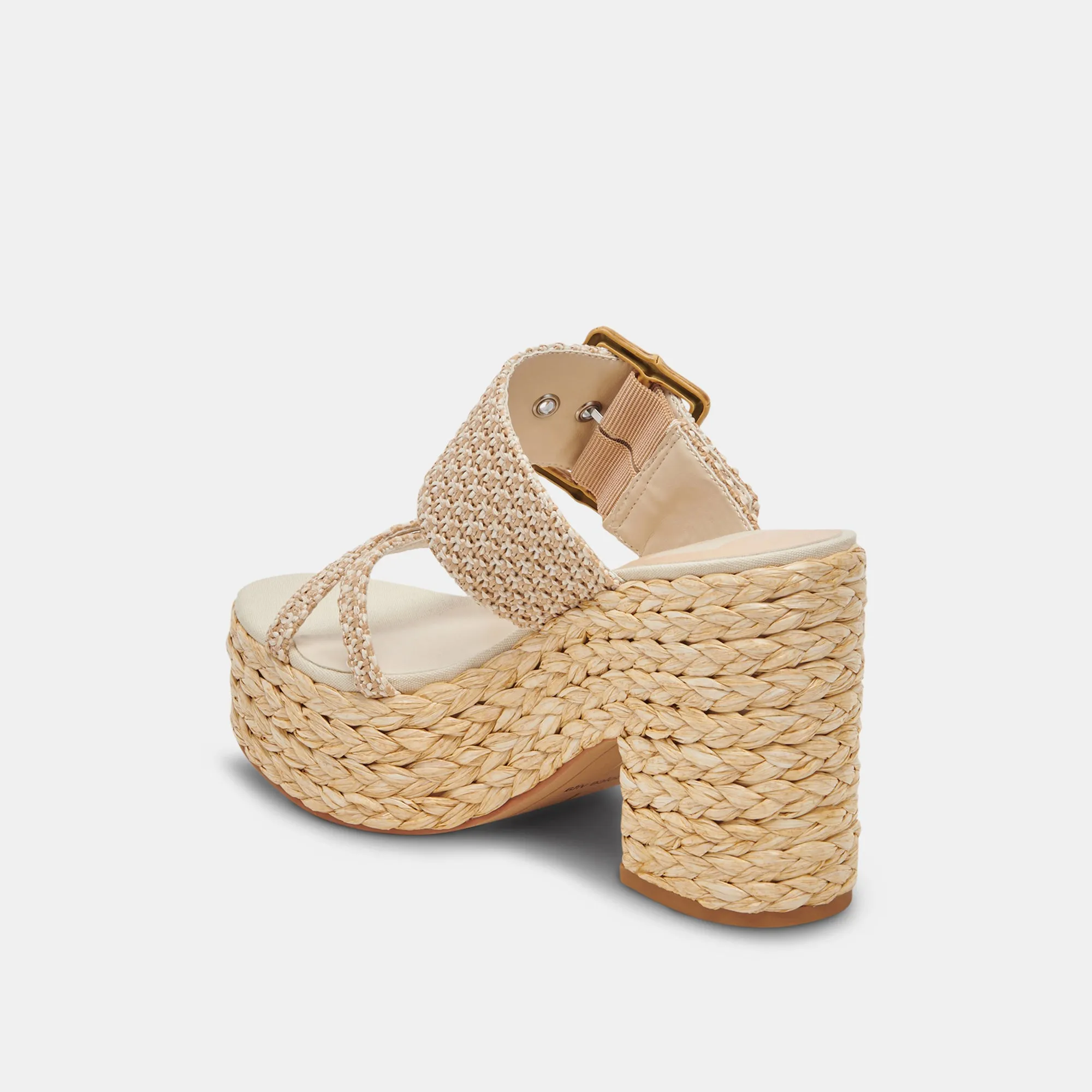 EDWINA HEELS WHITE NATURAL RAFFIA