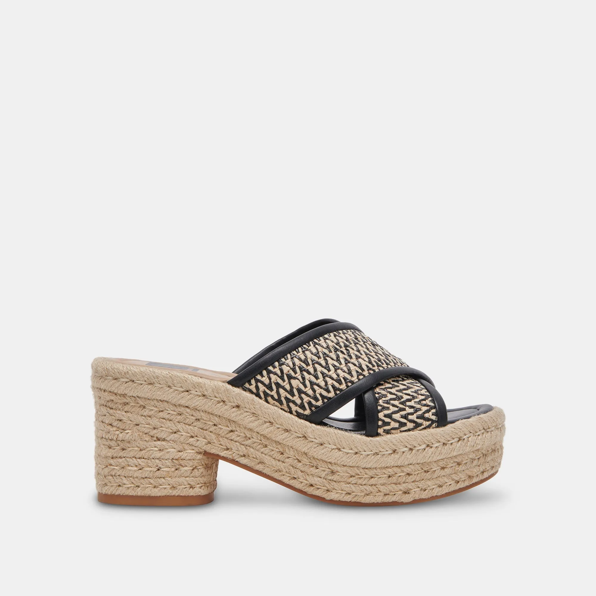 ELDORA HEELS WHITE BLACK RAFFIA - re:vita