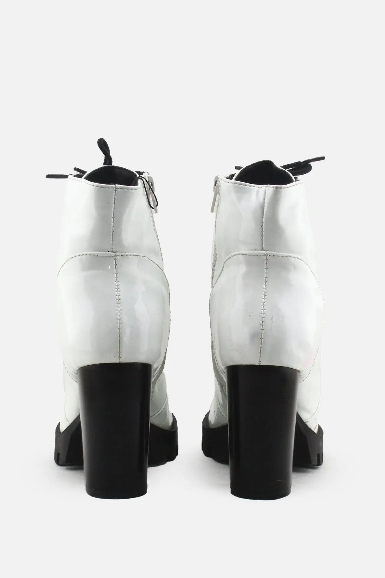 European Brand Zipper Laces Platform Boots | 100% Synthetic Leather