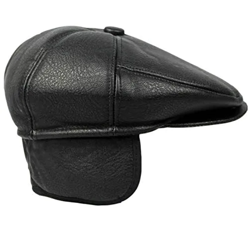 Flat Cabbie Men's Classic Newsboy Flat Cap Hat with Ear Flaps