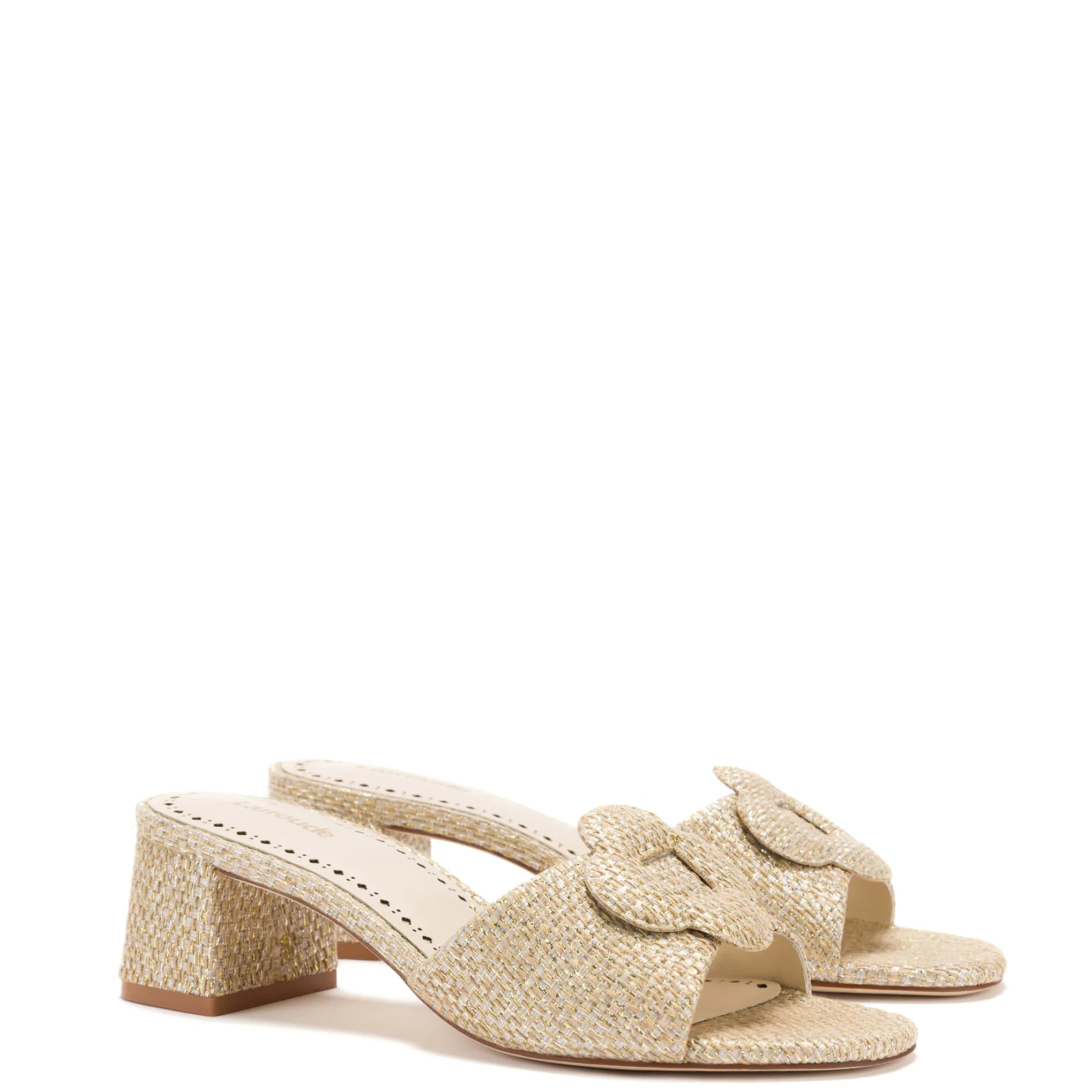 Flora Mule In Gold Metallic Raffia