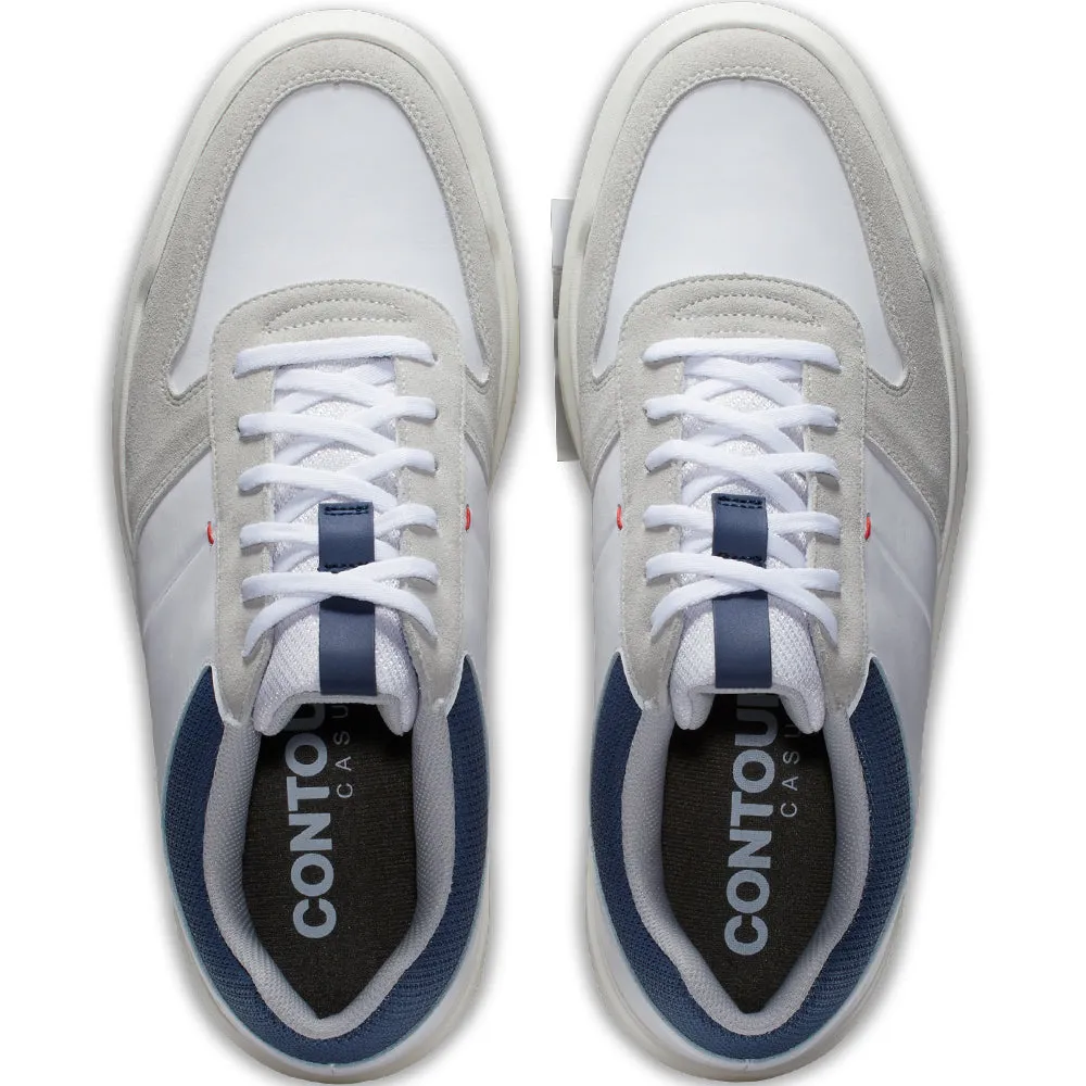 FootJoy Contour Casual Spikeless Waterproof Shoes - White/Navy/Grey