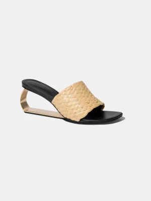 Frame Raffia Metal Heel Wedge