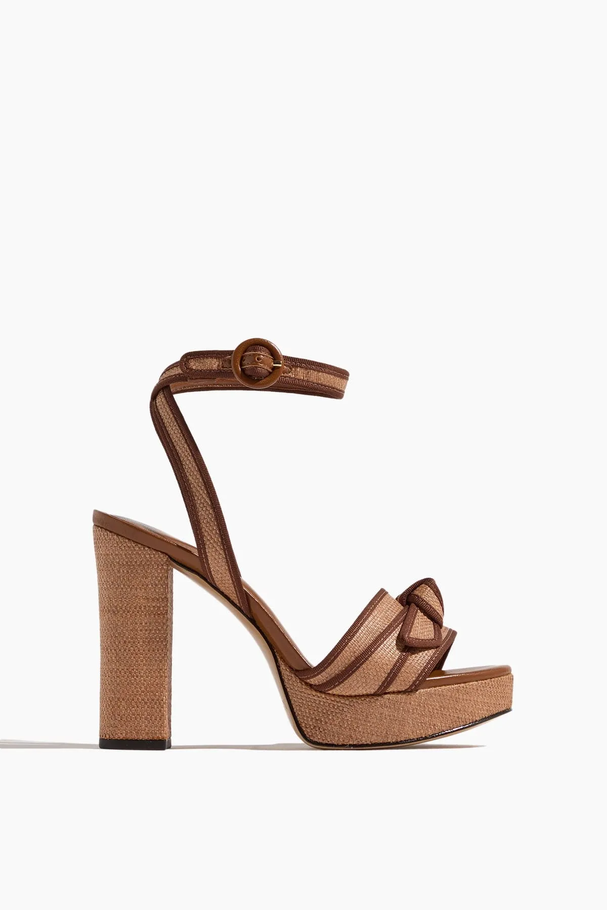 Grosgrain Raffia Platform Sandal in Espresso/Dark Brown