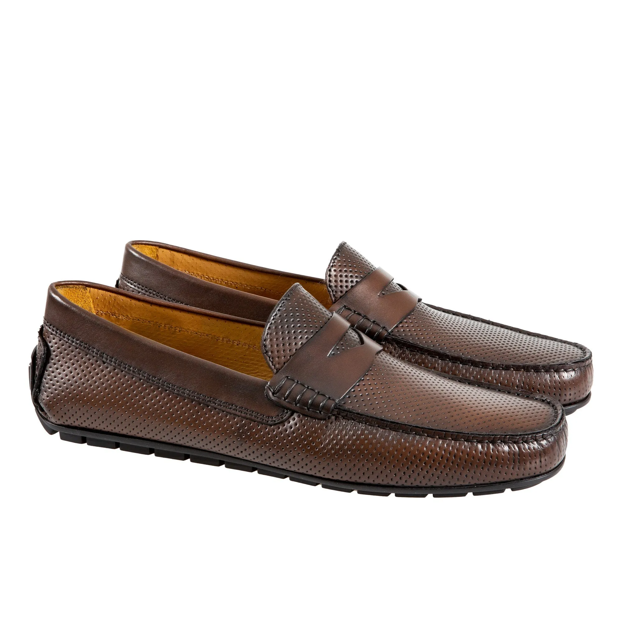 HENRY SARTORIAL Calf Driving Shoes with Leather Trim BROWN