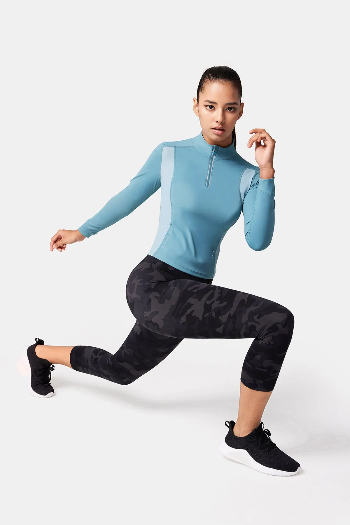 High-Neck Reflective Running Long Sleeve Shirt