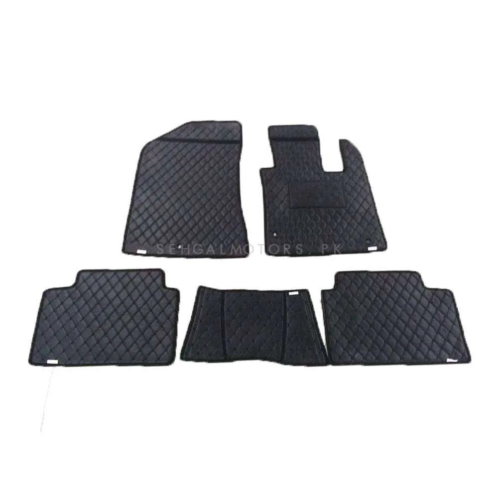 Hyundai Sonata 7D Eco Floor Mat Black Stitched Multi Color Thread 5 Pcs - Model 2020-2024