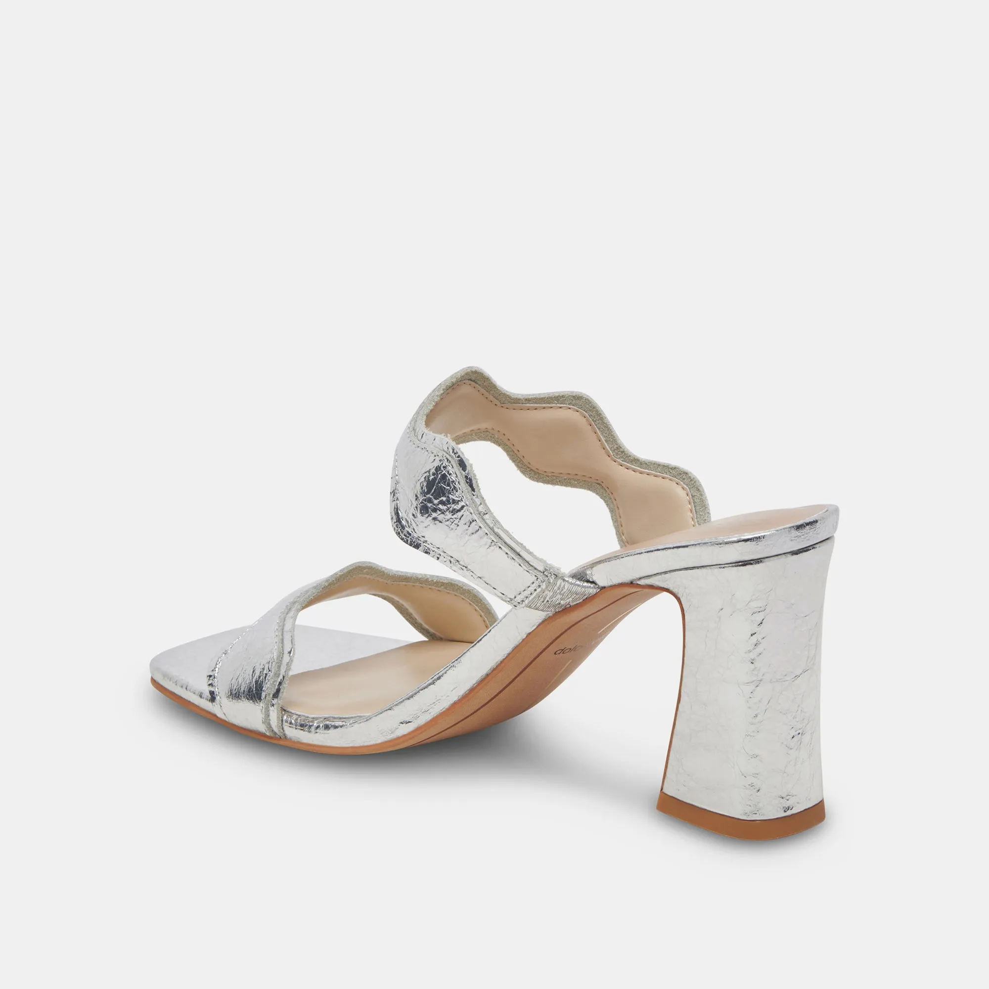 ILVA HEELS SILVER DISTRESSED LEATHER