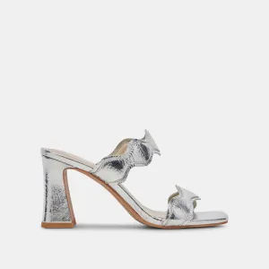 ILVA HEELS SILVER DISTRESSED LEATHER