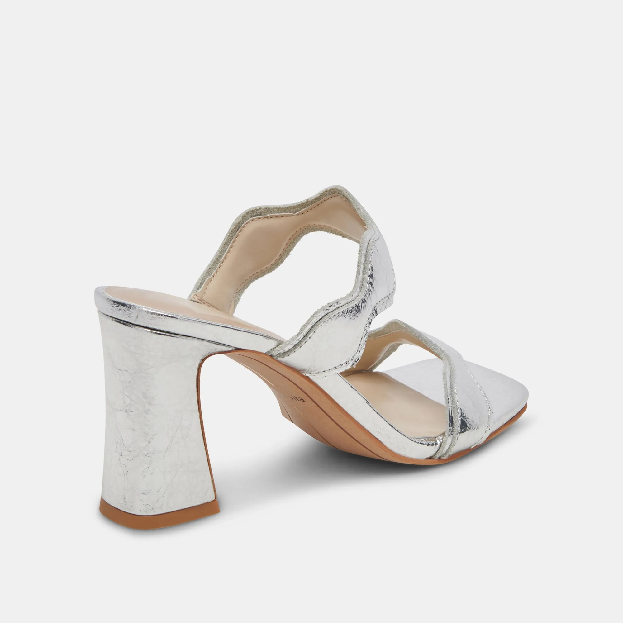 ILVA HEELS SILVER DISTRESSED LEATHER