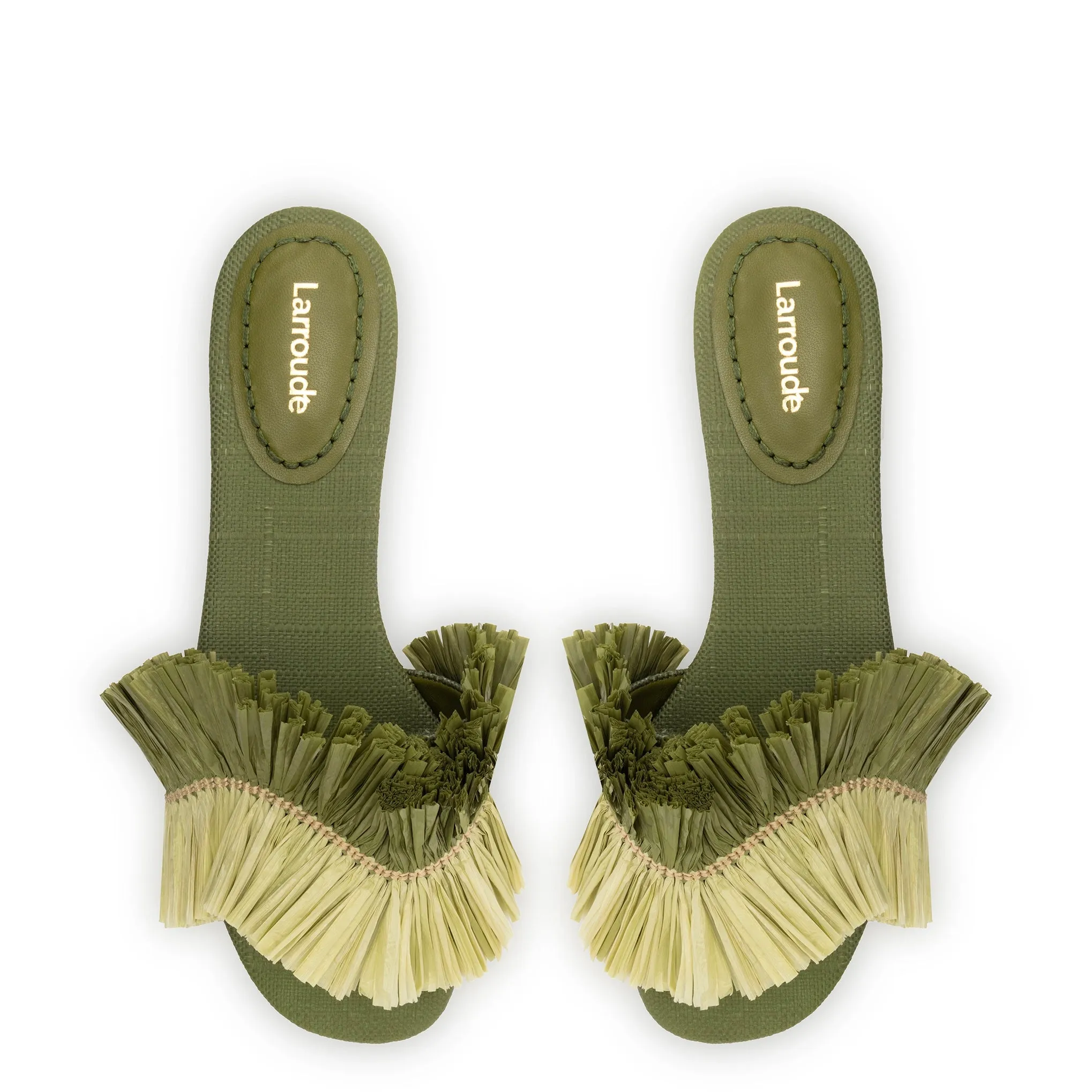 Ivy Fringe Flat In Seaweed Raffia