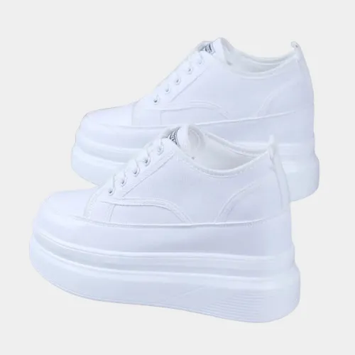 Joskaa 2024 New White Canvas Platform Sneakers