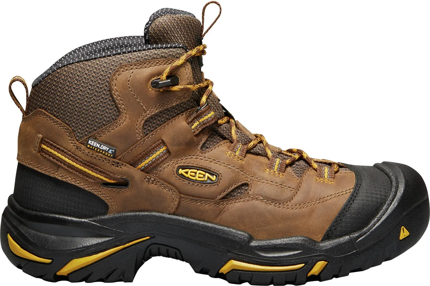 'Keen Utility' Men's Braddock Mid EH WP Soft Toe - Cascade Brown / Yellow / Black