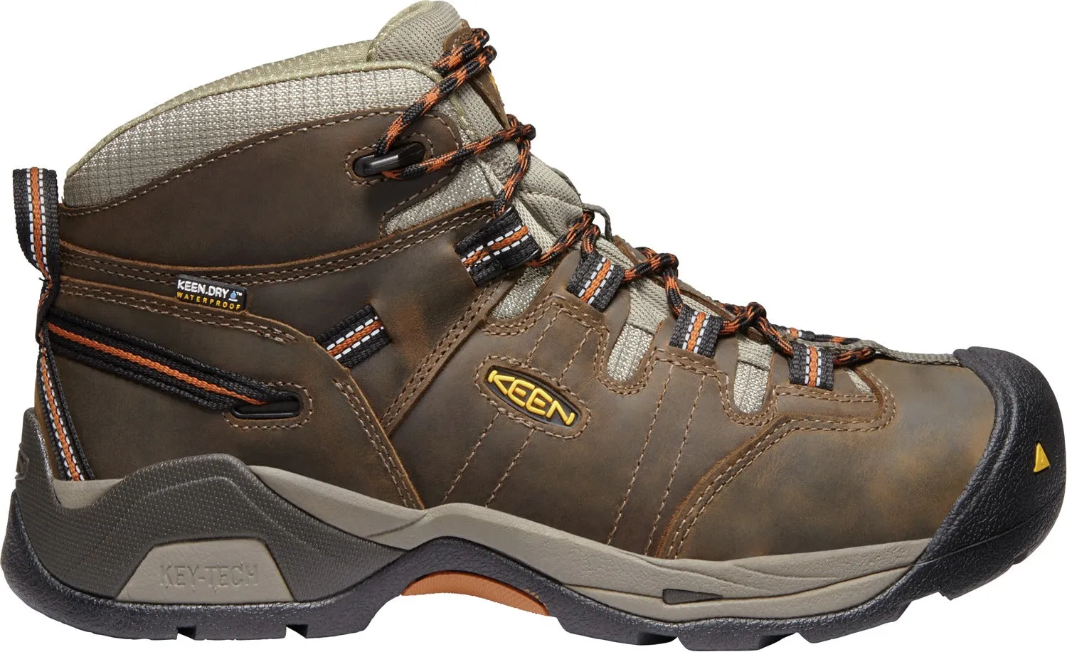 'Keen Utility' Men's Detroit XT Mid WP Soft Toe - Black Olive / Leather Brown