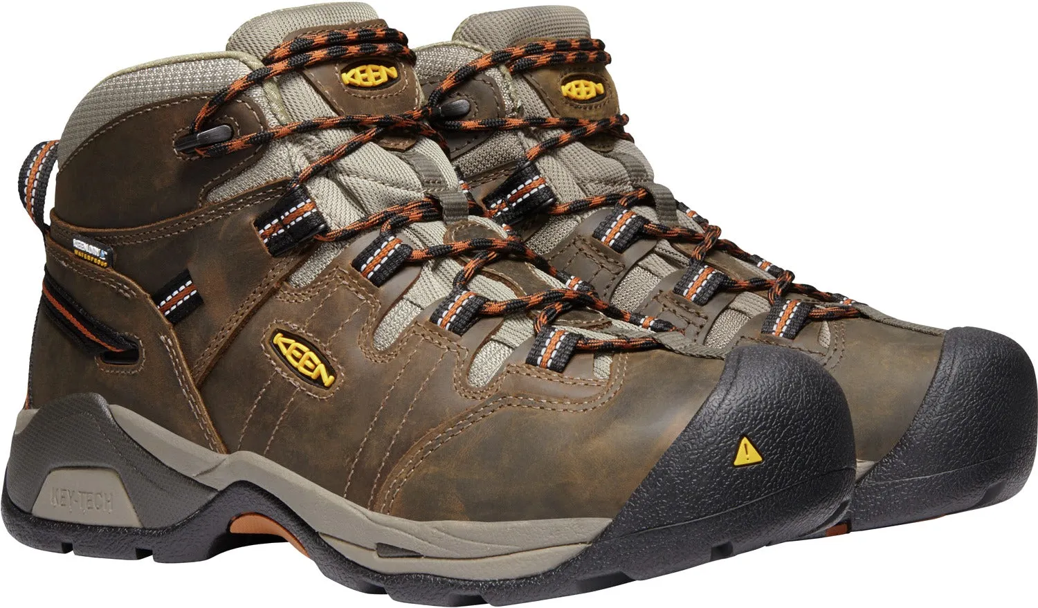 'Keen Utility' Men's Detroit XT Mid WP Soft Toe - Black Olive / Leather Brown