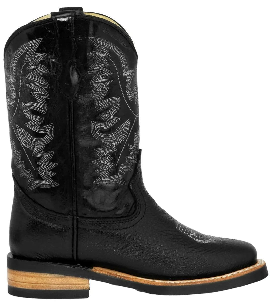 Kids Toddler Western Cowboy Boots Classic Square Toe Black - #187