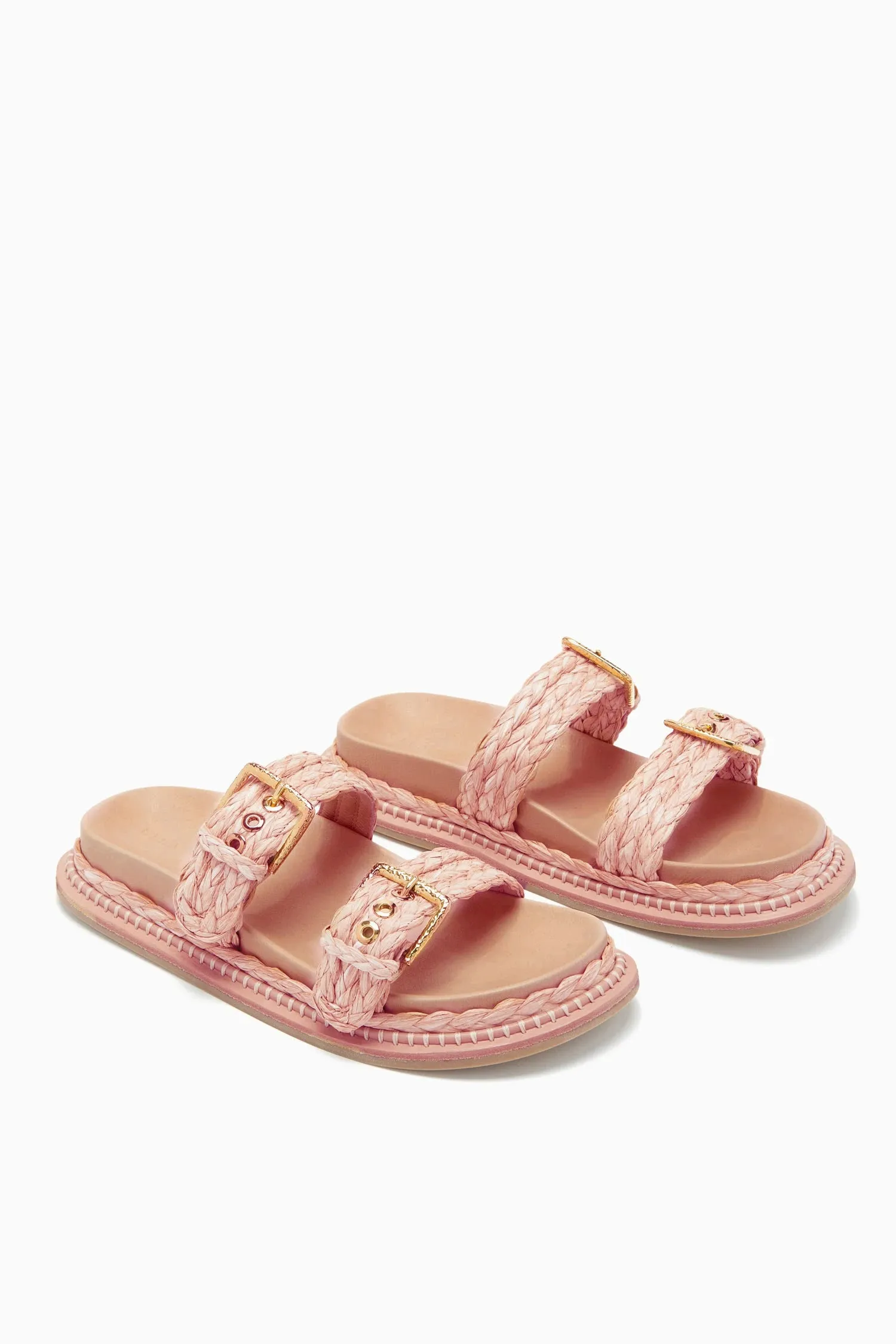 Kiera Raffia Slide - Terracotta