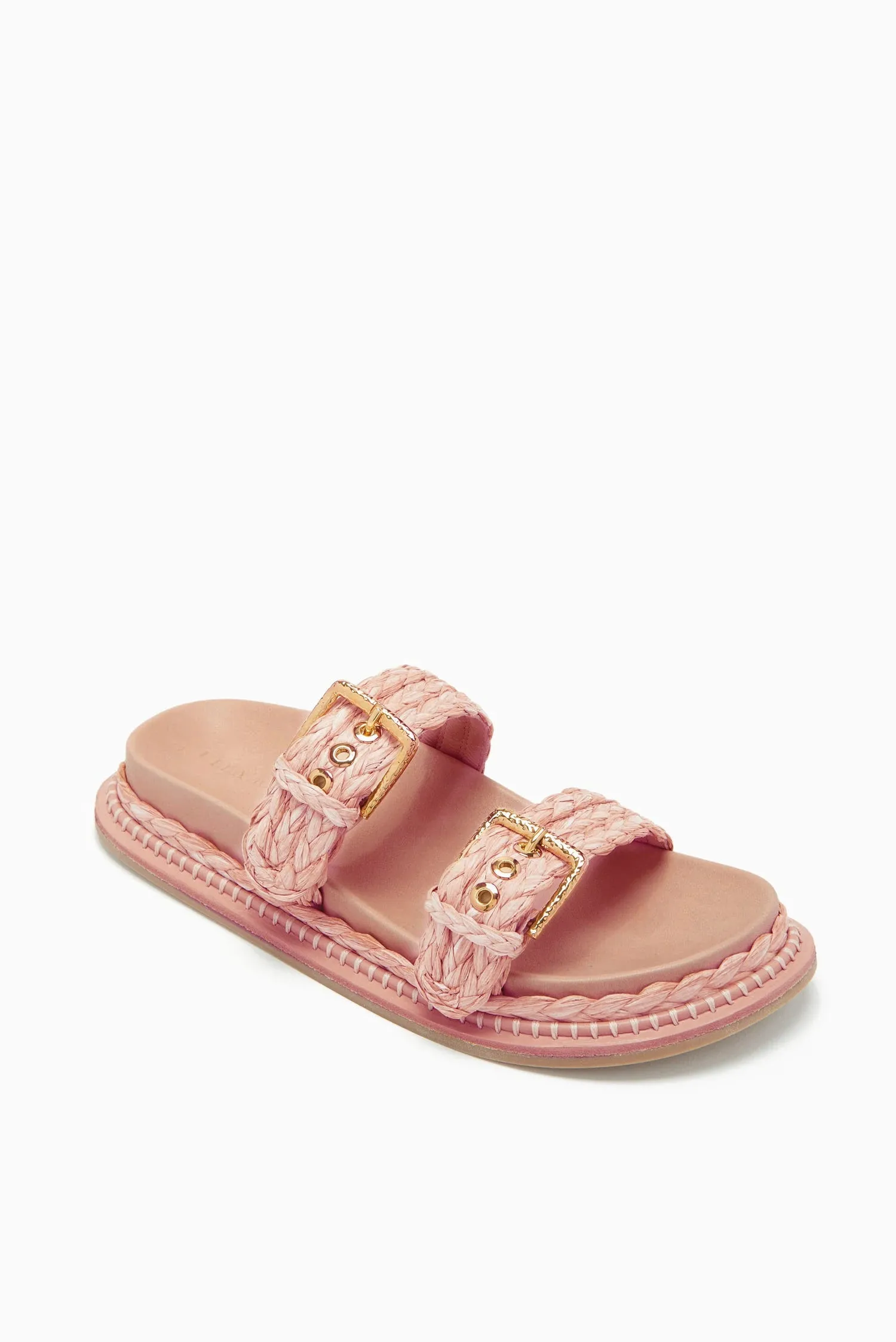 Kiera Raffia Slide - Terracotta