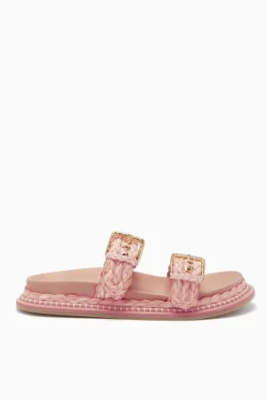 Kiera Raffia Slide - Terracotta