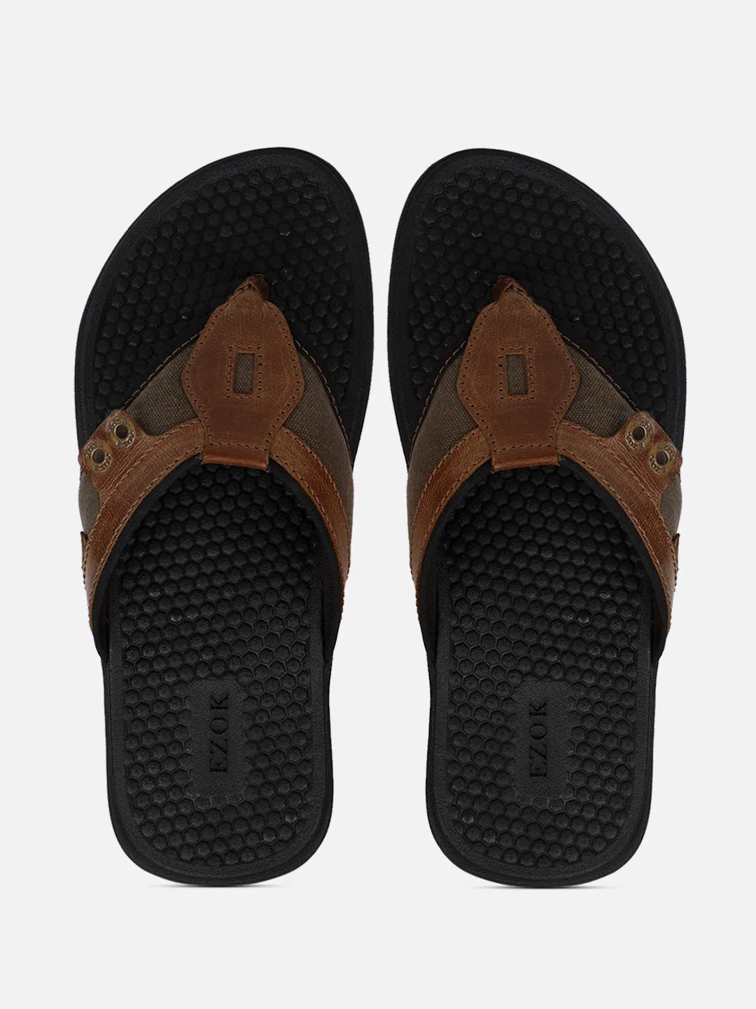 Leather Brown flipflops for men