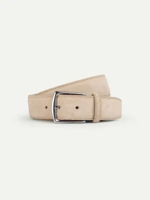 Light Beige Suede Leather Belt