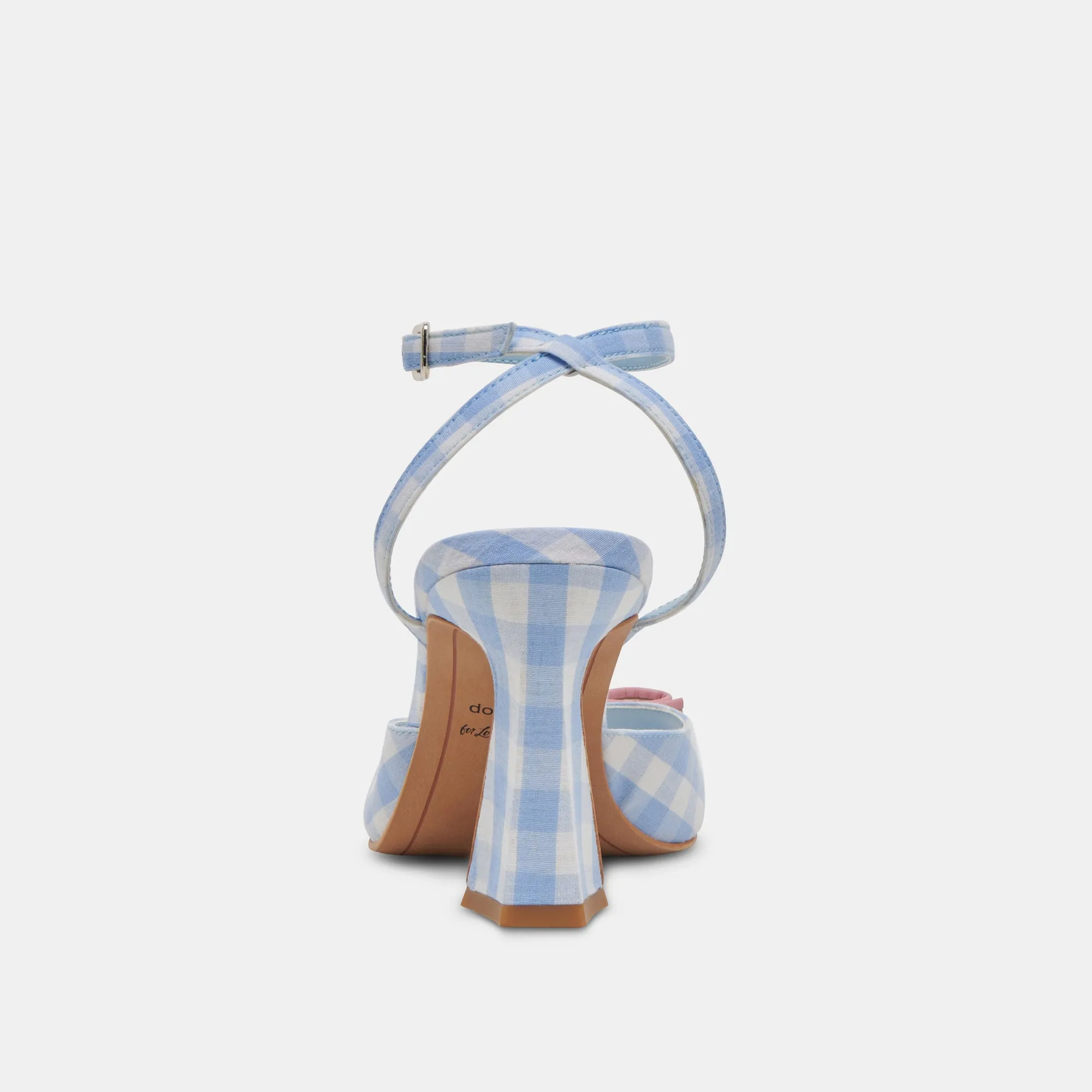 LOISE HEELS WHITE BLUE GINGHAM