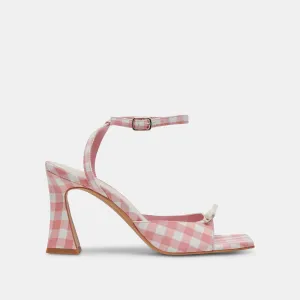 LOISE HEELS WHITE PINK GINGHAM