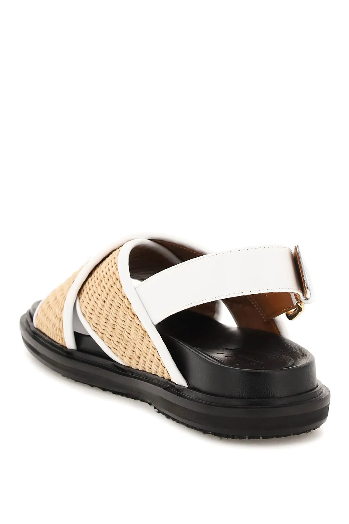 MARNI leather and raffia fussbett sandals