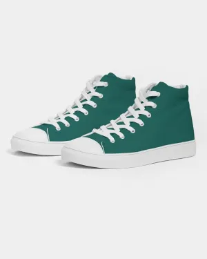 Medium Dark Blue Cool Green Women's High-top Canvas Sneakers | Women's | Medium Dark Pure Blue Cool Green | C100M0Y50K60